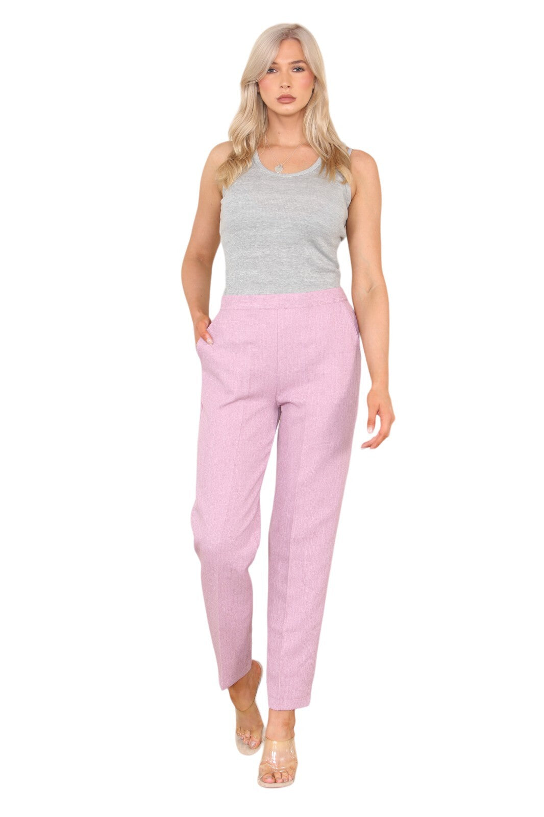 Herringbone Elasticated Pull-On Trousers
