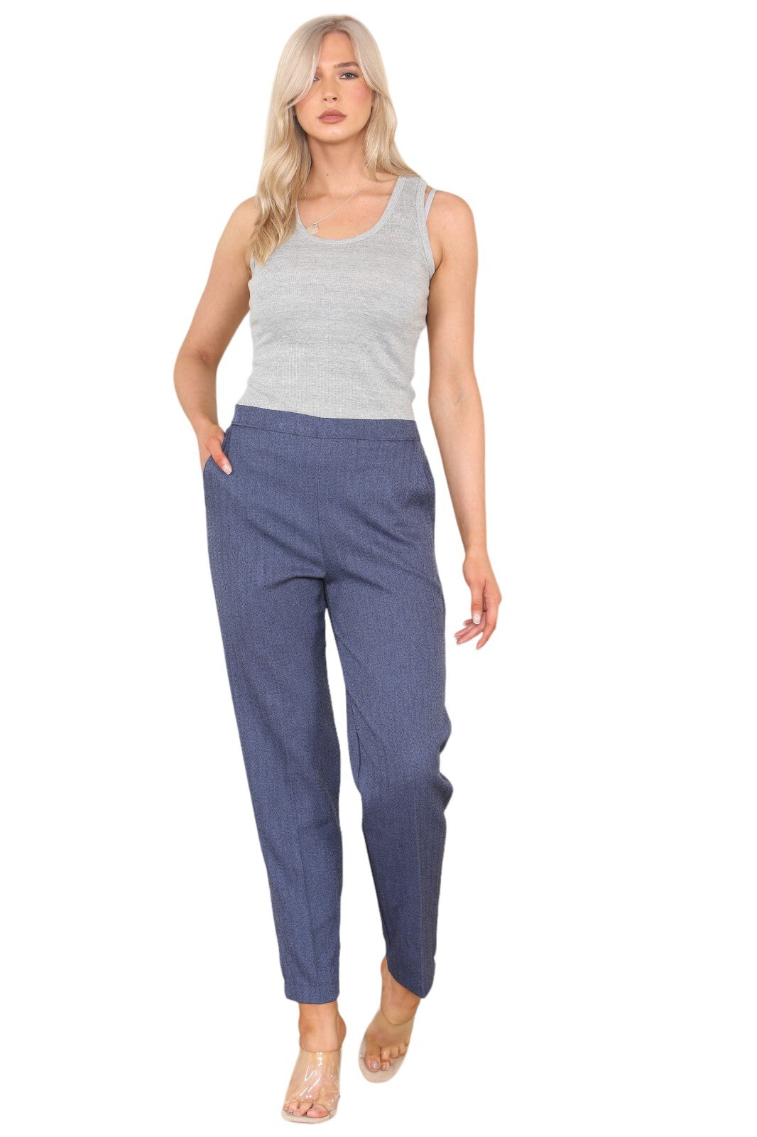 Herringbone Elasticated Pull-On Trousers