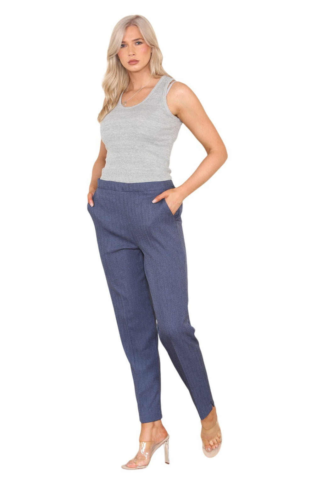 Herringbone Elasticated Pull-On Trousers