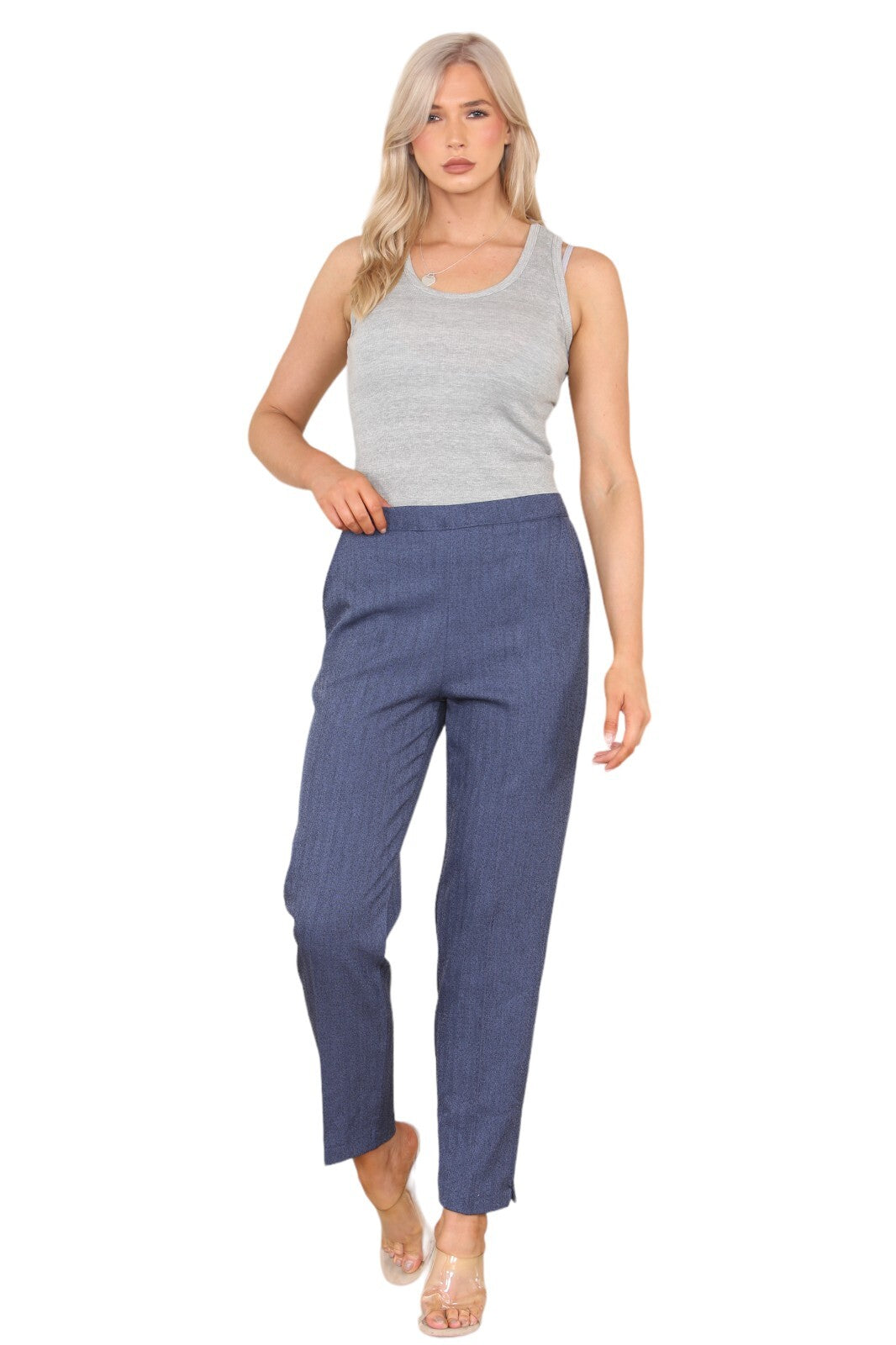 Herringbone Elasticated Pull-On Trousers