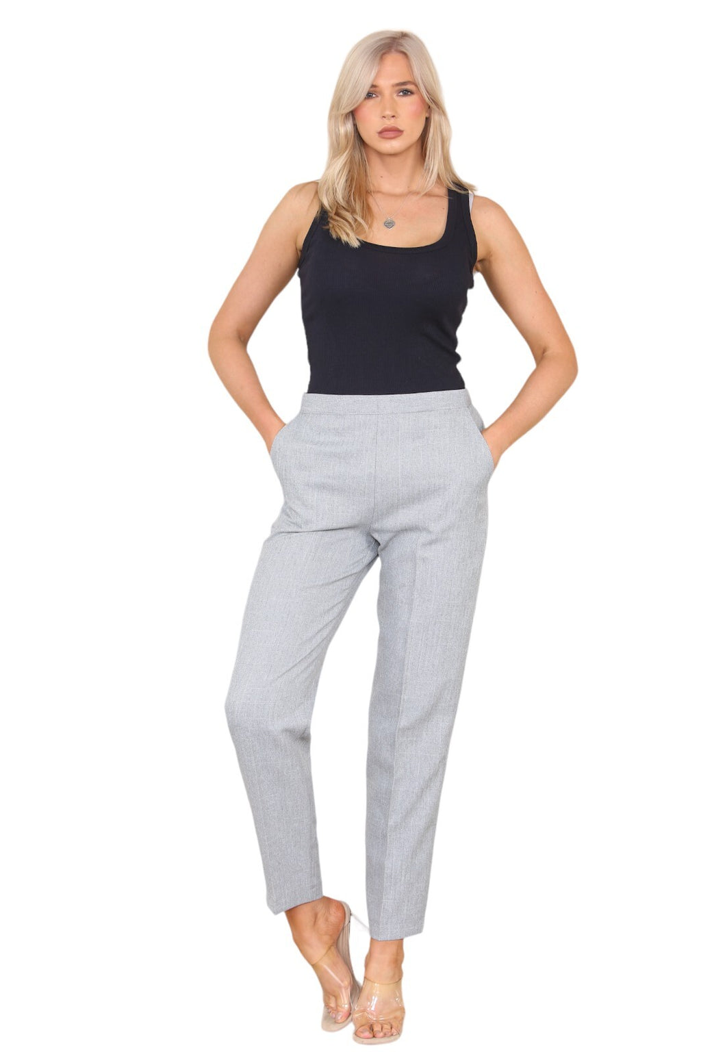Herringbone Elasticated Pull-On Trousers