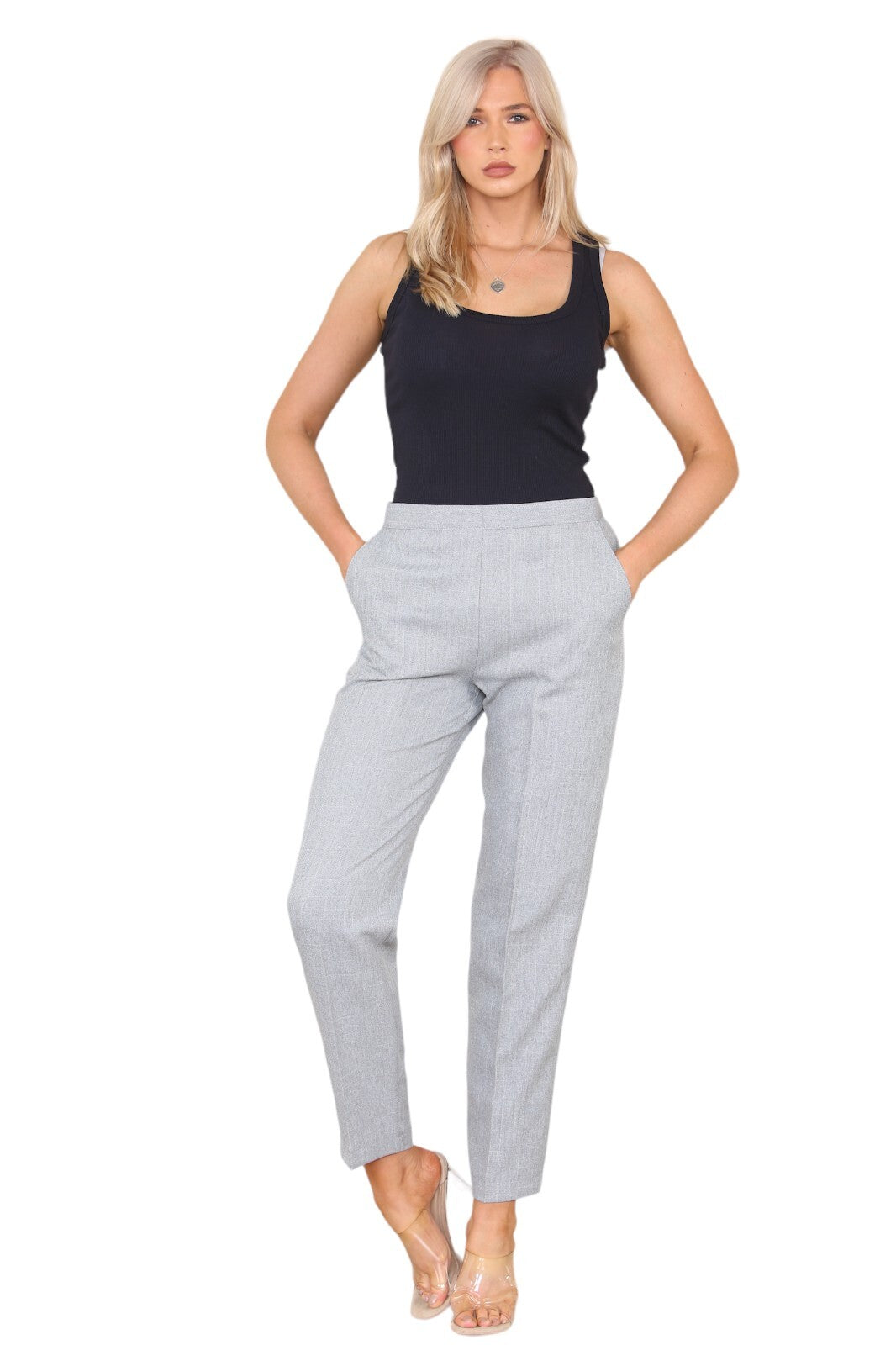 Herringbone Elasticated Pull-On Trousers