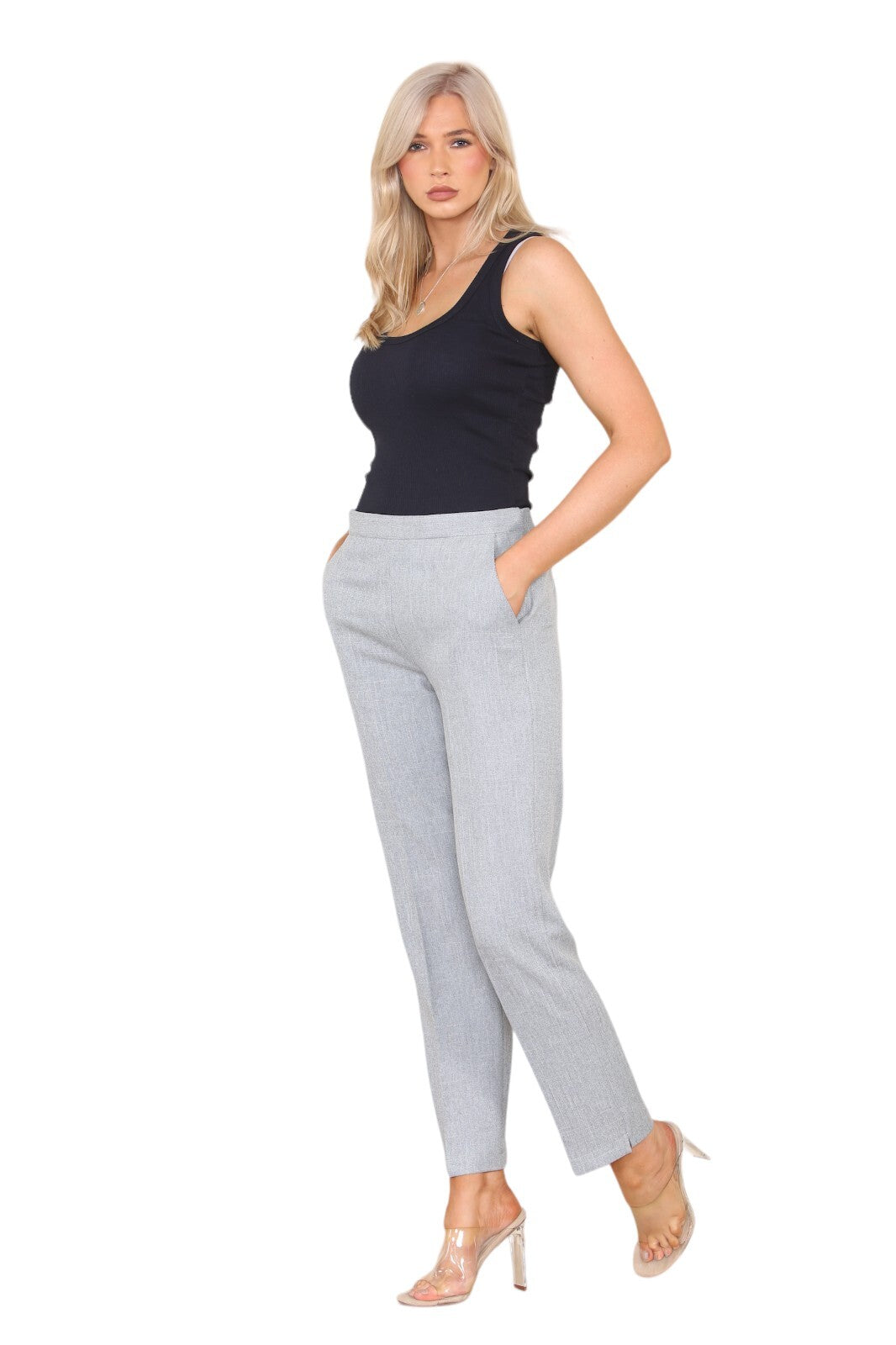 Herringbone Elasticated Pull-On Trousers