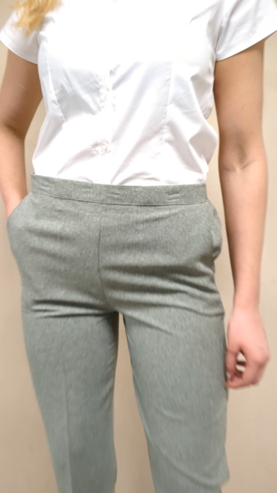 Herringbone Elasticated Pull-On Trousers
