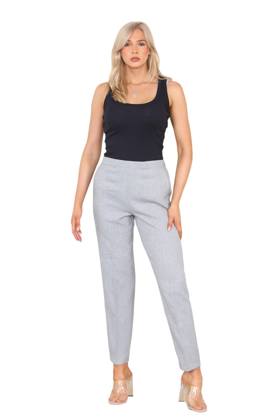 Herringbone Elasticated Pull-On Trousers