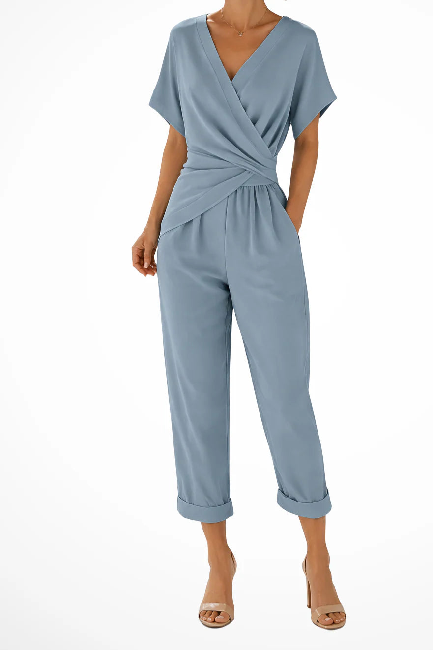 Wrap Front Cropped Jumpsuit