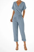 Wrap Front Cropped Jumpsuit