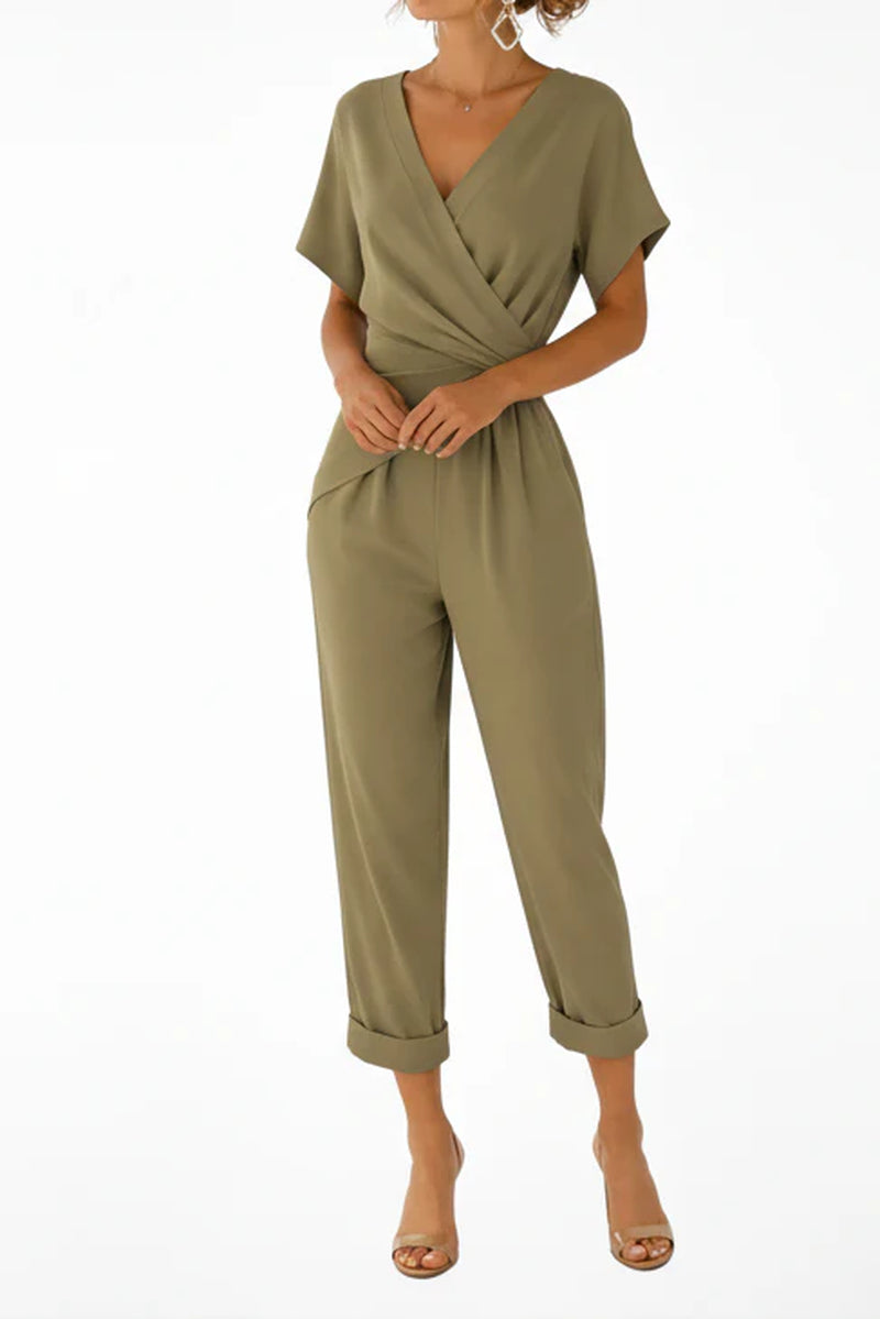Wrap Front Cropped Jumpsuit