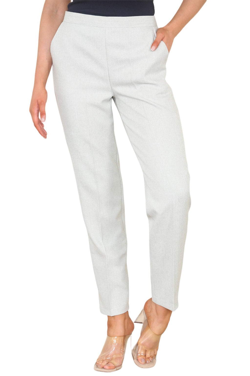 Herringbone Elasticated Pull-On Trousers