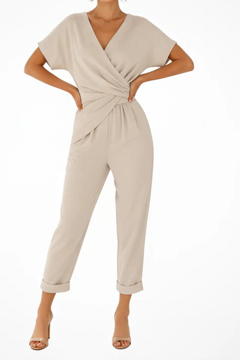 Wrap Front Cropped Jumpsuit