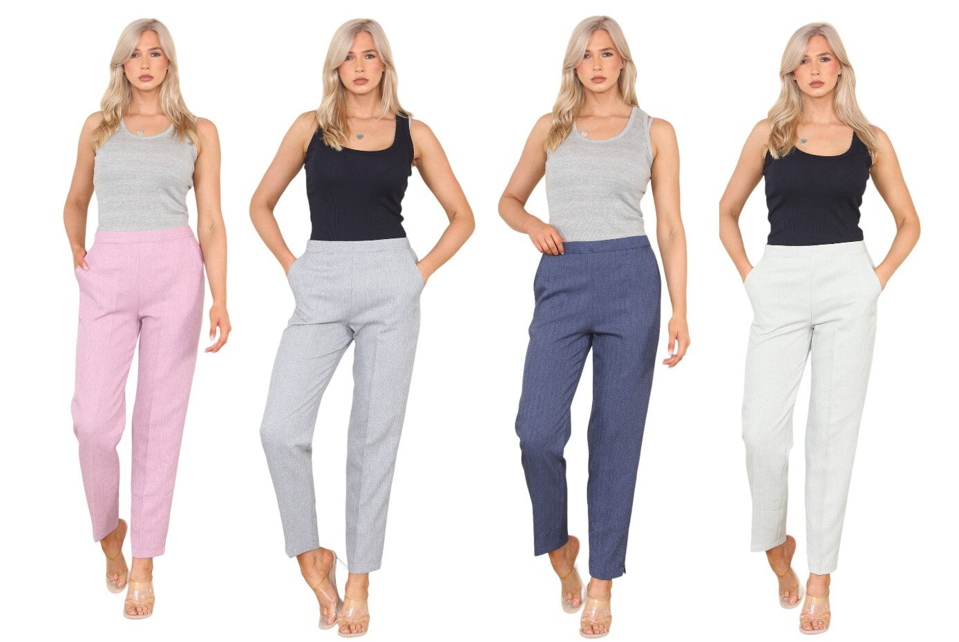 Herringbone Elasticated Pull-On Trousers